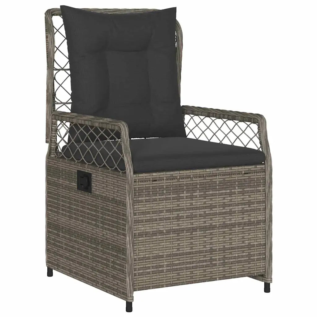 Set da Pranzo per Giardino 3 pcs Grigio polyrattan