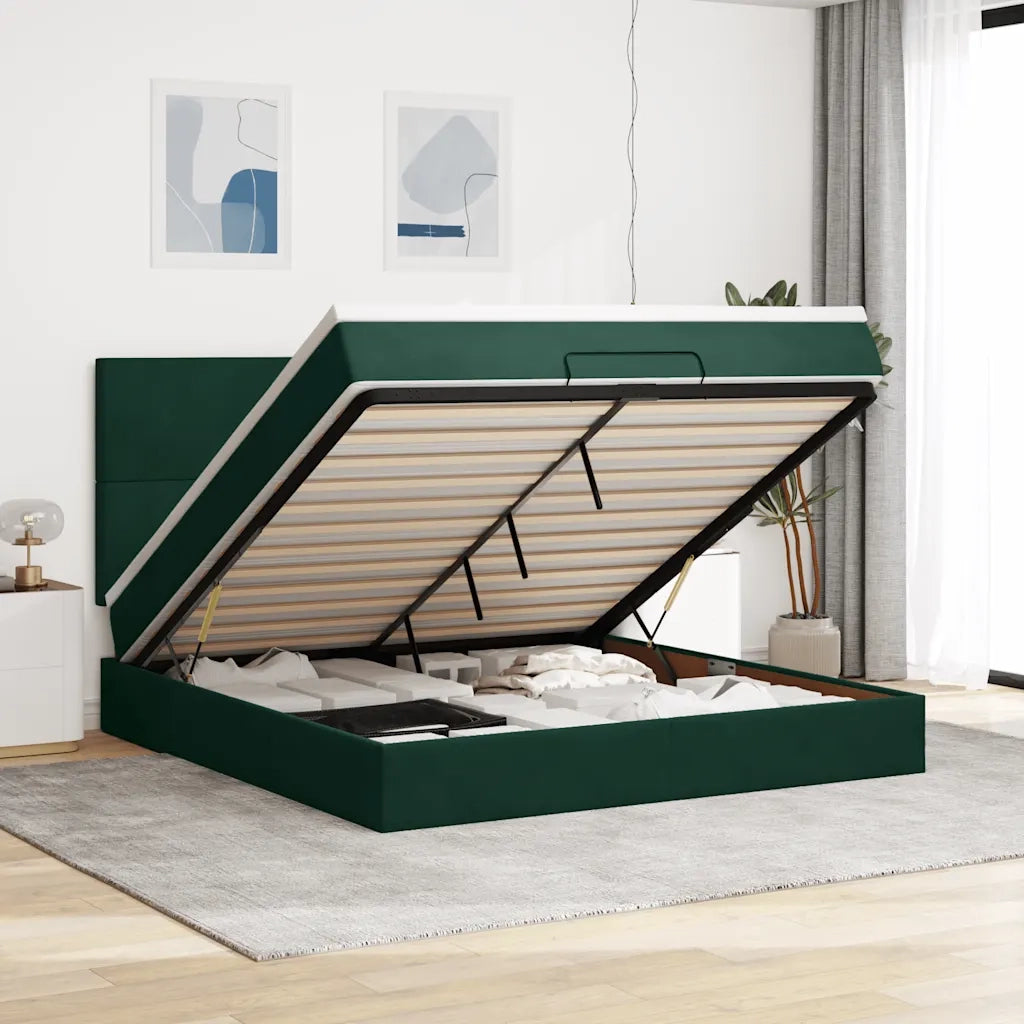 Struttura Letto Pouf con Materassi 160x200 cm Velluto 3313412