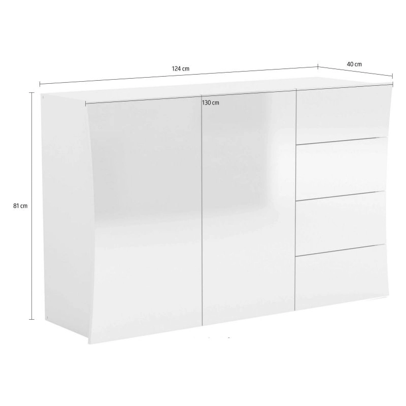 Mobile Multiuso – 2 ante/4 cassetti – Bianco Lucido