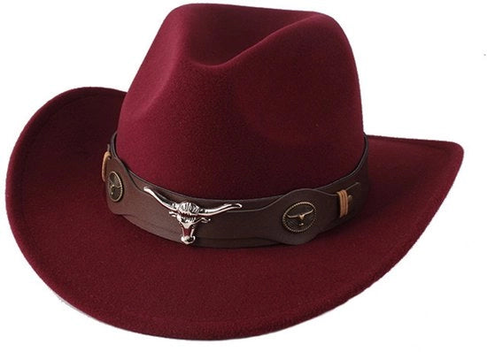 Cappello cowboy per donne e uomini, pelo, bordo largo, cappello fedora cowboy
