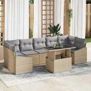 Set Divano da Giardino 8 pcs beige e grigio chiaro polyrattan
