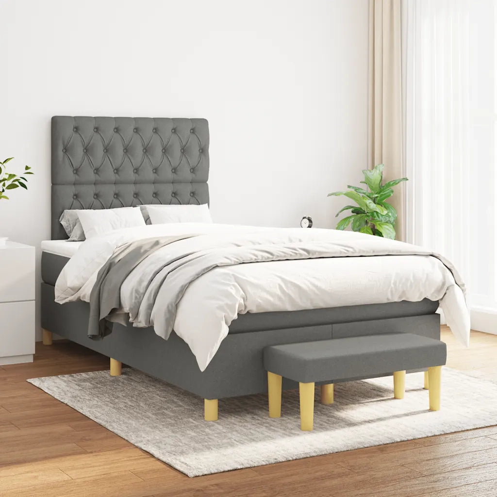 Giroletto a Molle con Materasso Grigio Scuro 120x190cm Tessuto 3270426