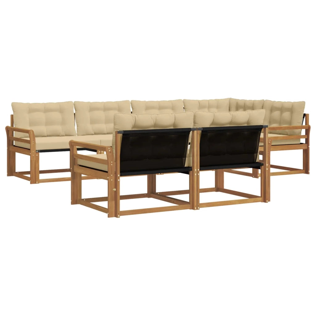Set di divani da esterno con cuscino 7 pcs Naturale e Beige 3369556