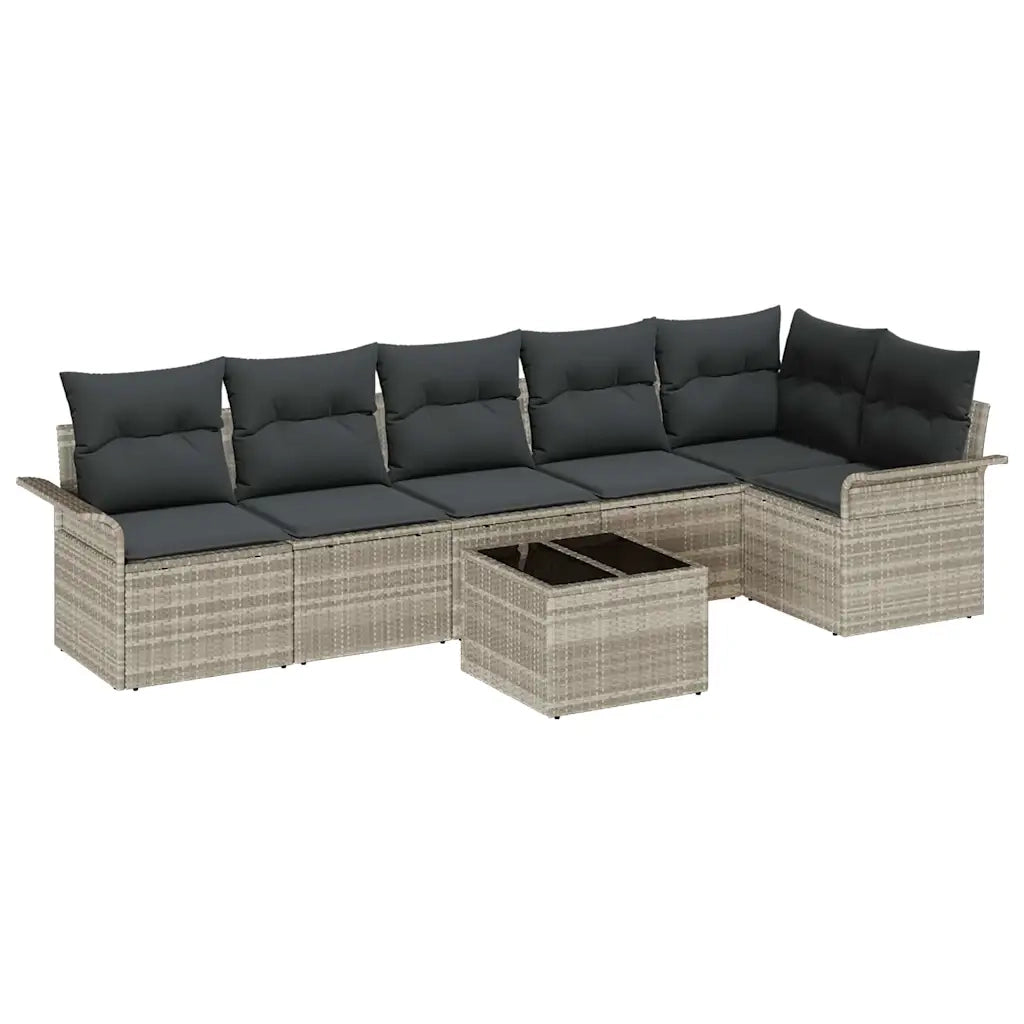 Set Divano da Giardino 7 pcs Grigio chiaro polyrattan 3345392
