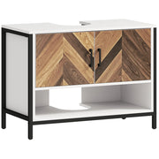 Mobiletto Sottolavabo con Ante e Ripiano ¨C zephmum ¨C Crema e Nogal 80x40x60 cm