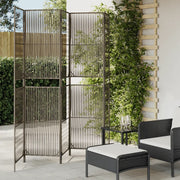 Divisorio per Ambienti | Divider per stanze | Paravento a 5 Pannelli Grigio in Polyrattan