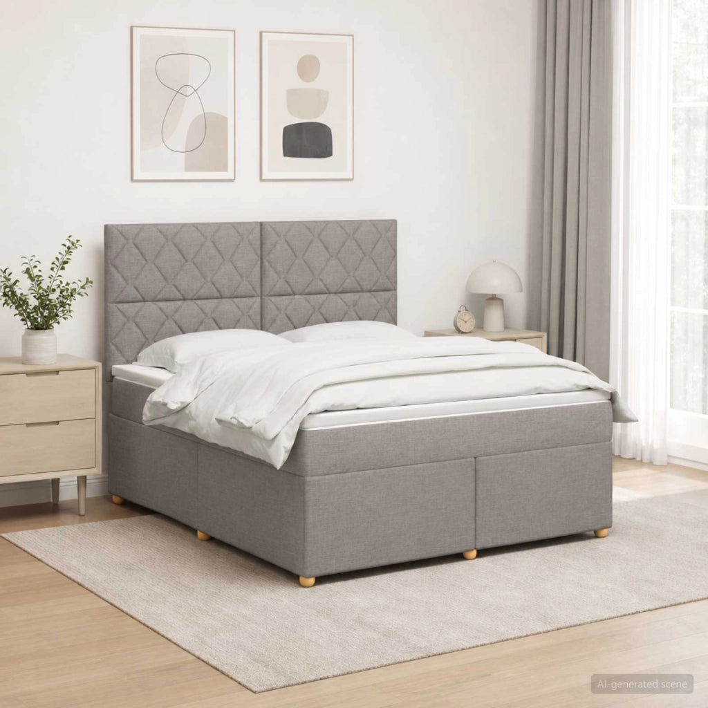 Letto box spring con materasso Tortora 140 x 200 cm Tessuto 3453911