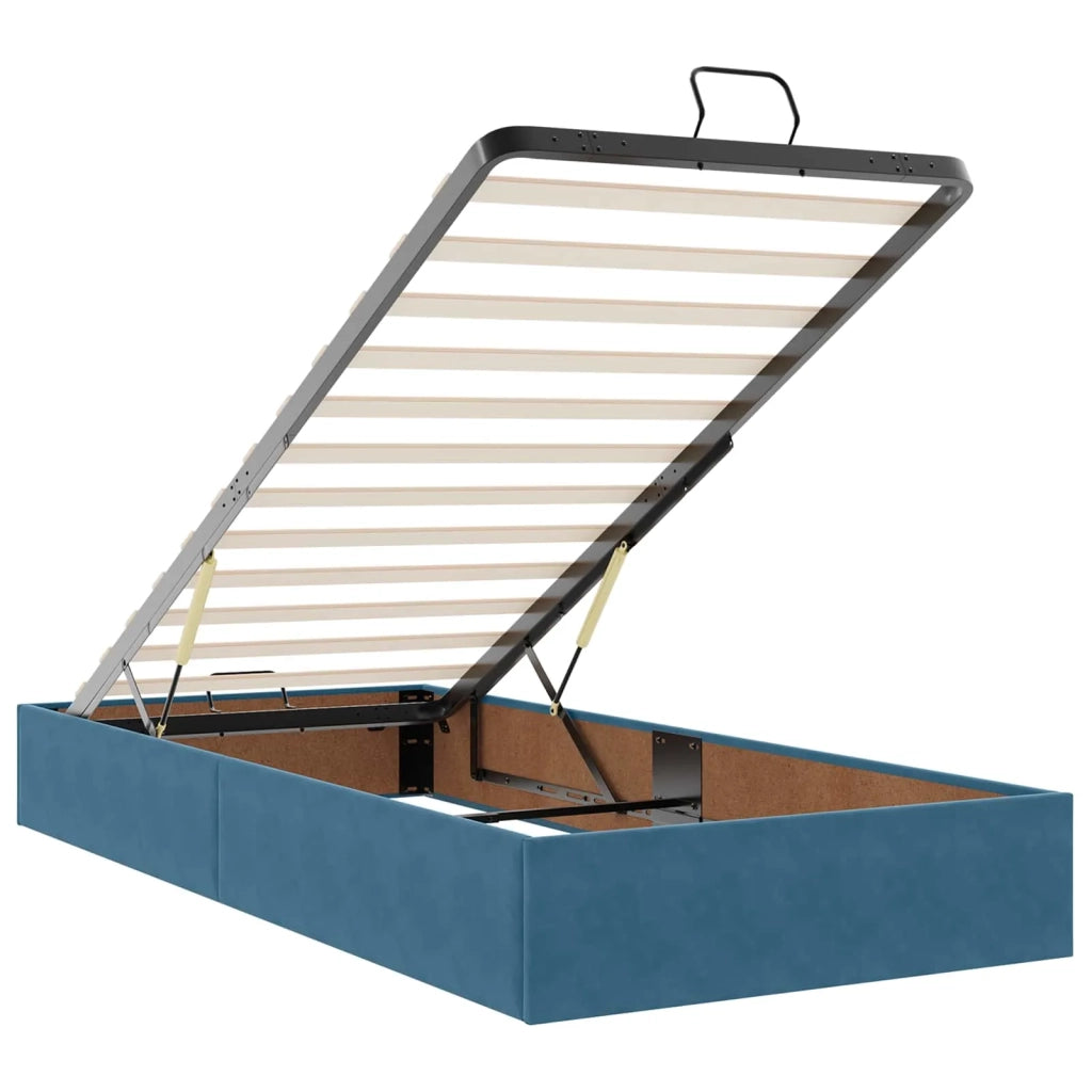 Letto Ottomano con Materasso e LED Blu scuro 160 x 200 cm 3458512