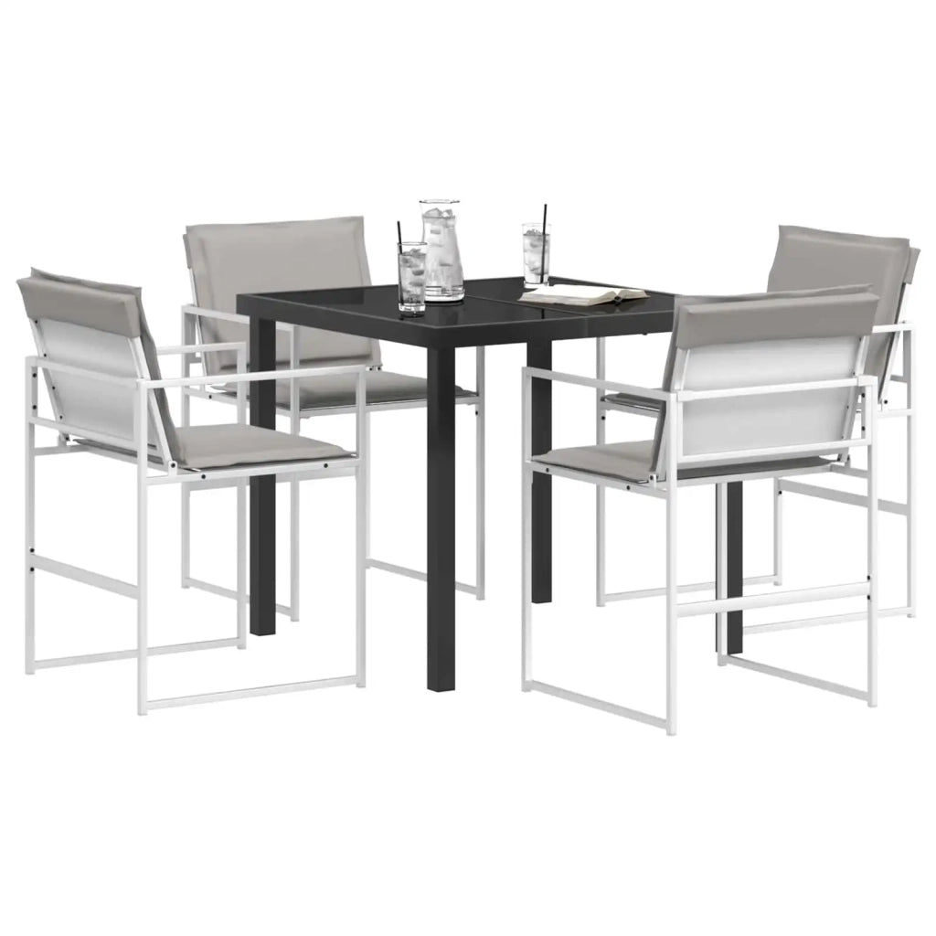 Set da Pranzo per Giardino 5 pcs Bianco e Grigio Chiaro 3448900