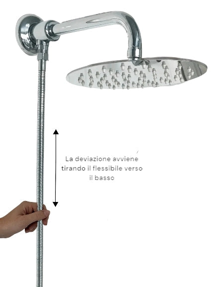 Kit doccia deviatore a pressione con doccetta e braccio 40 cm