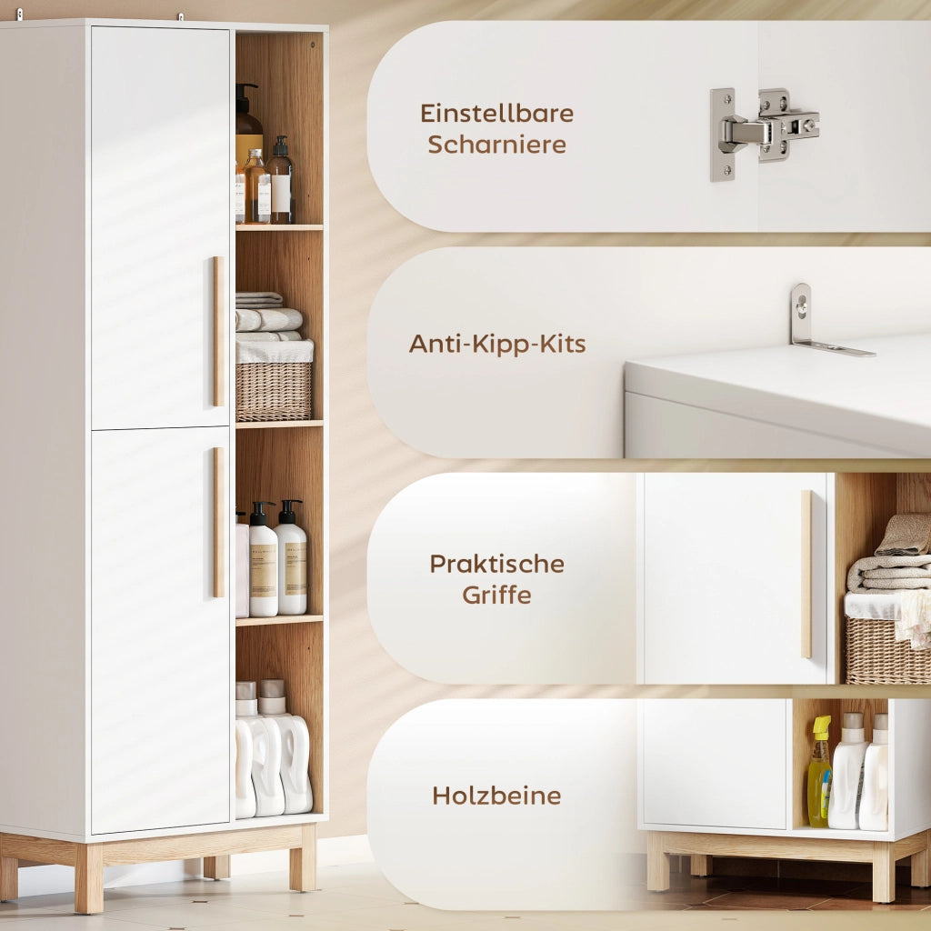 Libreria 176 cm ¨C Xylo ¨C 4 ripiani aperti 2 ante MDF bianco