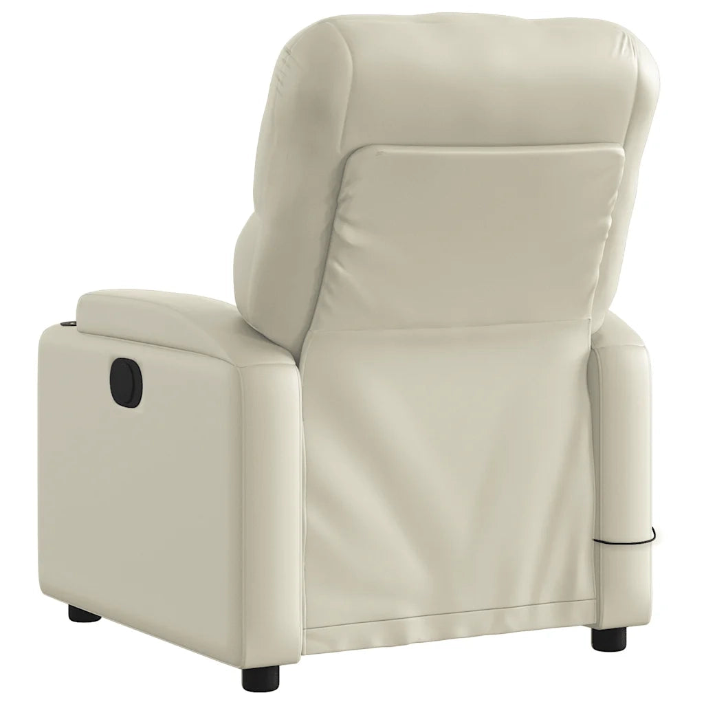 Poltrona da Massaggiante | Sedia Relax Reclinabile Crema Similpelle