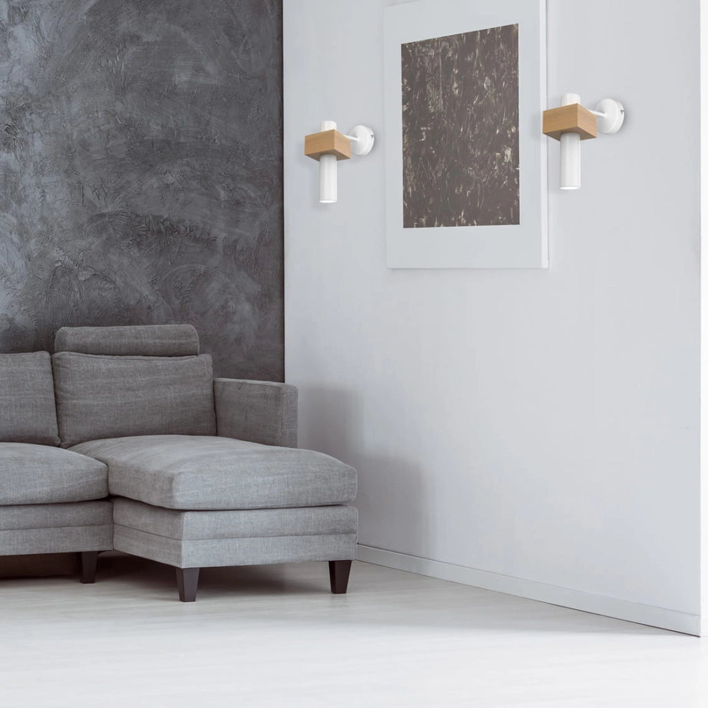 Applique moderna Milagro WEST 1 luce bianca/legno GU10 35W
