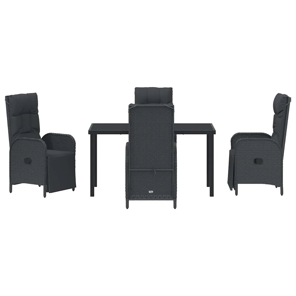 Set da Pranzo per Giardino con cuscino 5 pcs Nero polyrattan 3380122