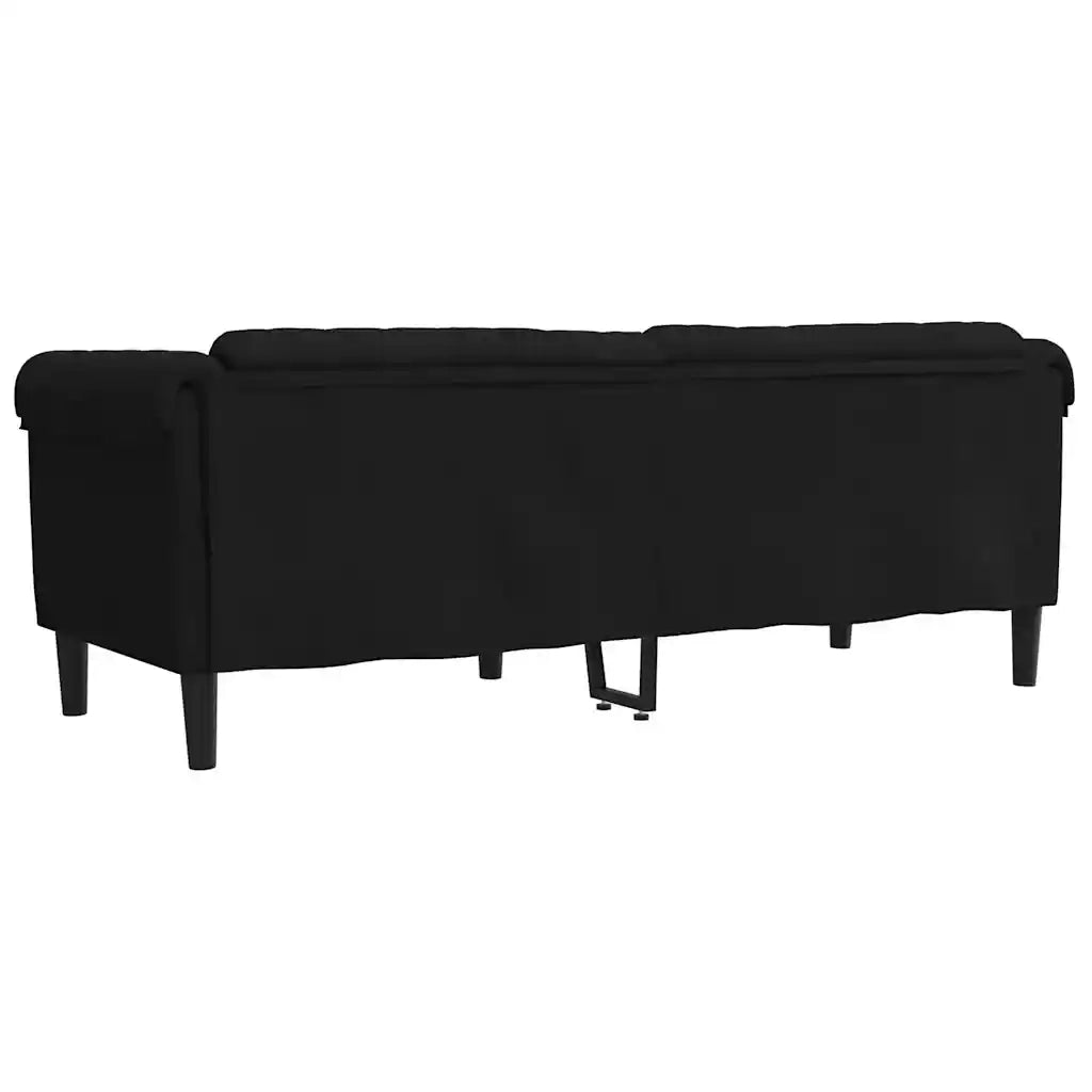 Divano a 3 Posti-Sofa 3 Posti Nero in Velluto