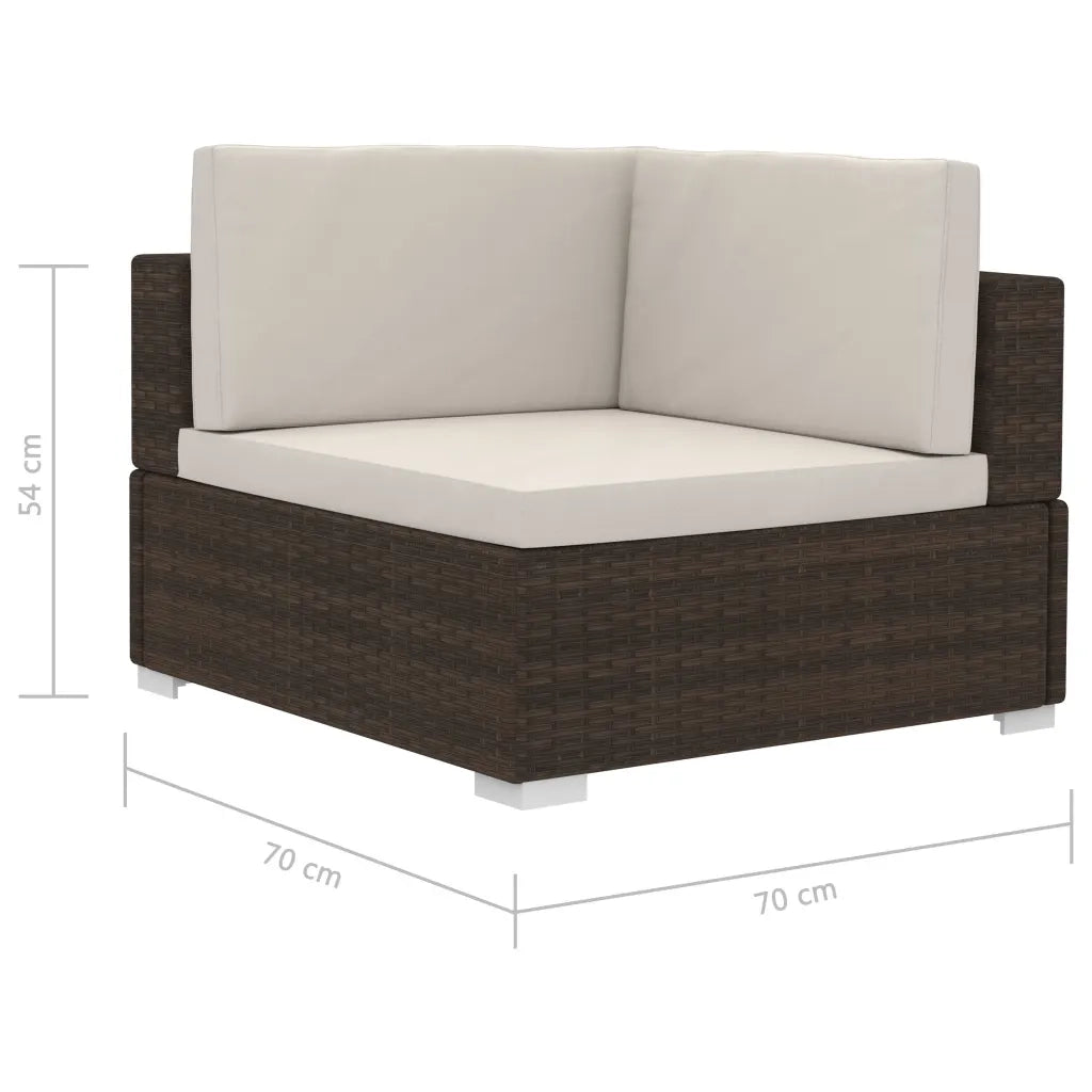 Set Divani da Giardino 4 pz con Cuscini in Polyrattan Marrone 47269