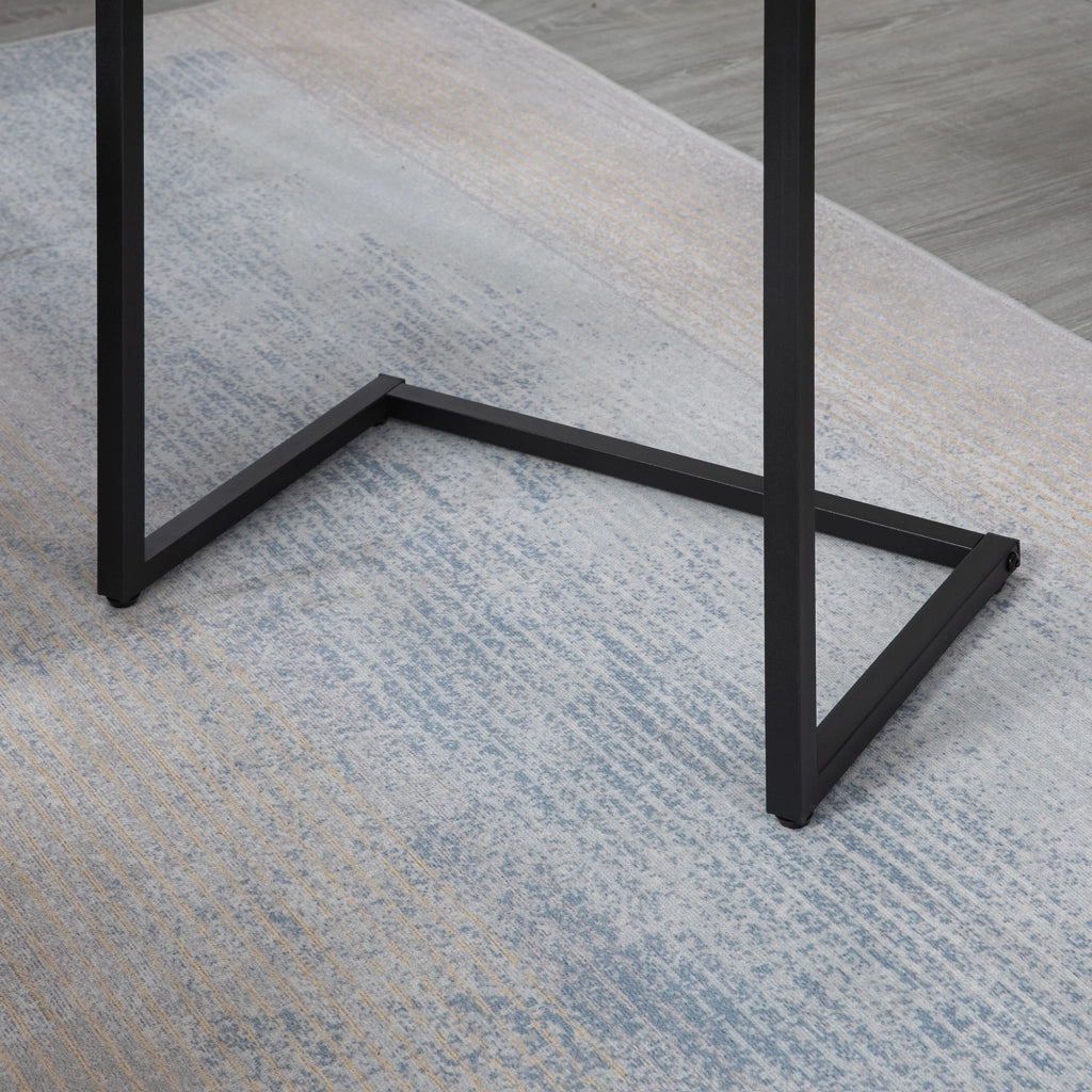 TAVOLINI SATTO SET DA 3 PEZZI C-FORM 45/40/34 cm LEGNO MARRONE E ACCIAIO NERO