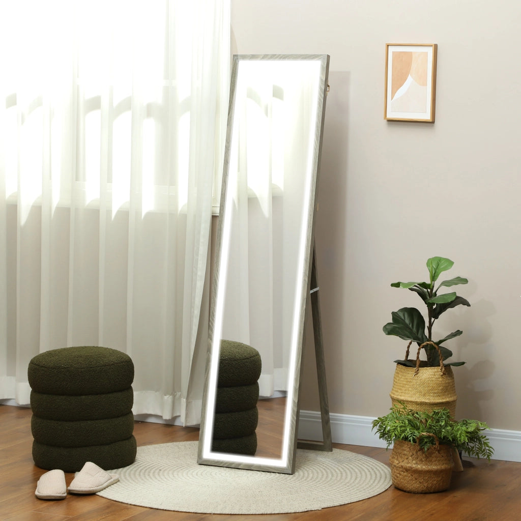 Specchio da Parete Illuminato LED ¨C zephmum ¨C Grigio 40x160 cm