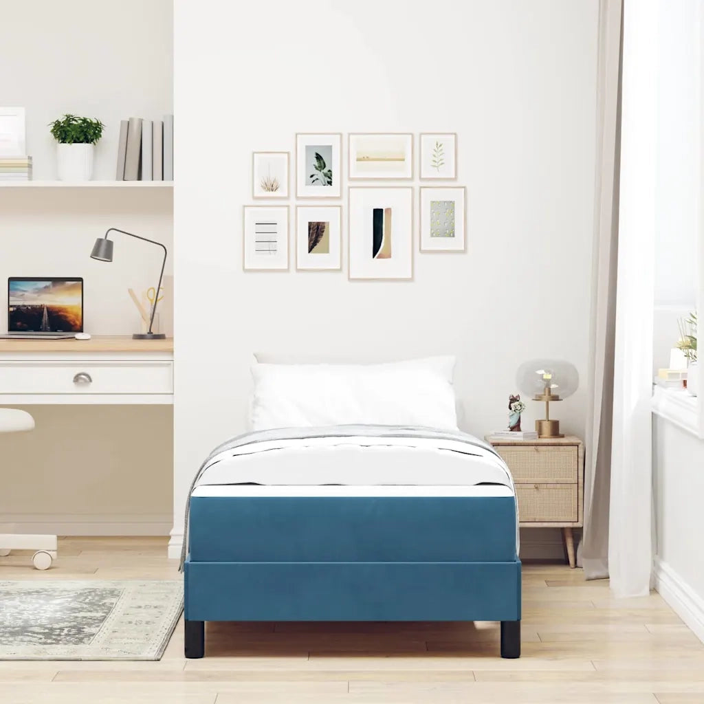 Letto a molle con materasso Blu Scuro 80 x 200 cm Tessuto