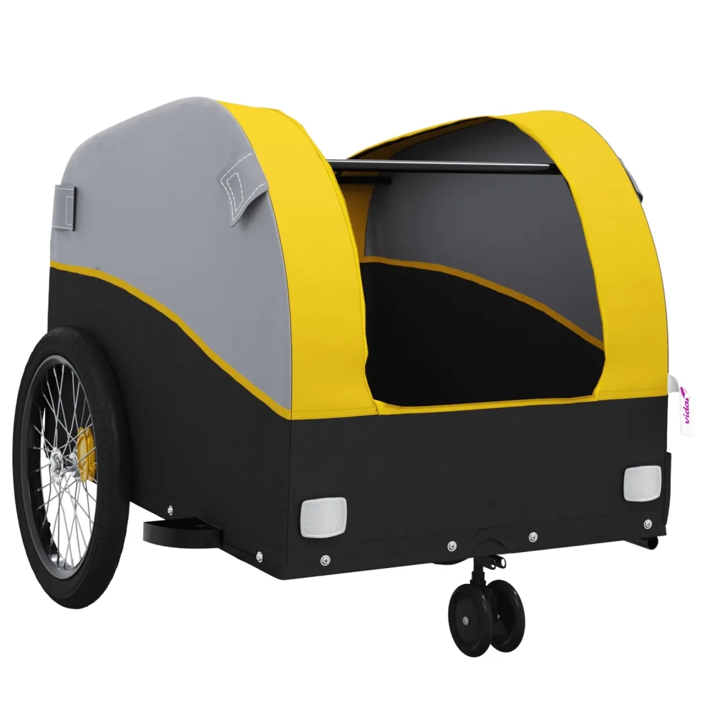 Rimorchio da Bici Nero e Giallo 30 kg in Ferro