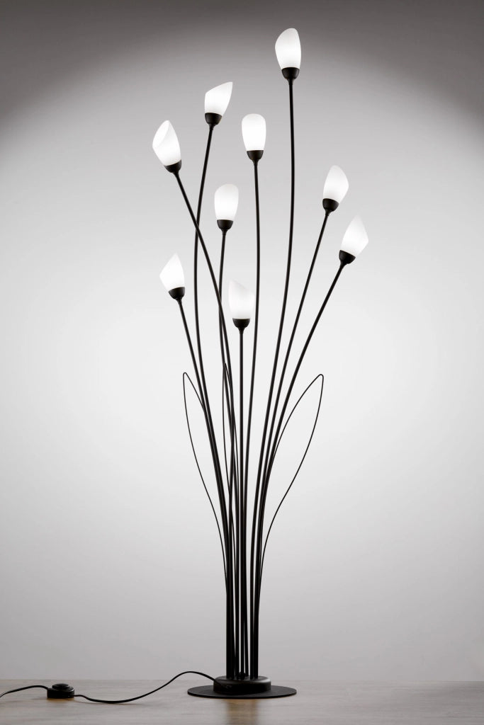 Lampada da terra GLORIOSA nera opaca 160cm 9xG9 Jupiter