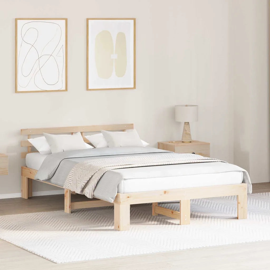 Struttura del letto Naturale 140 x 190 cm Pino massello 872614