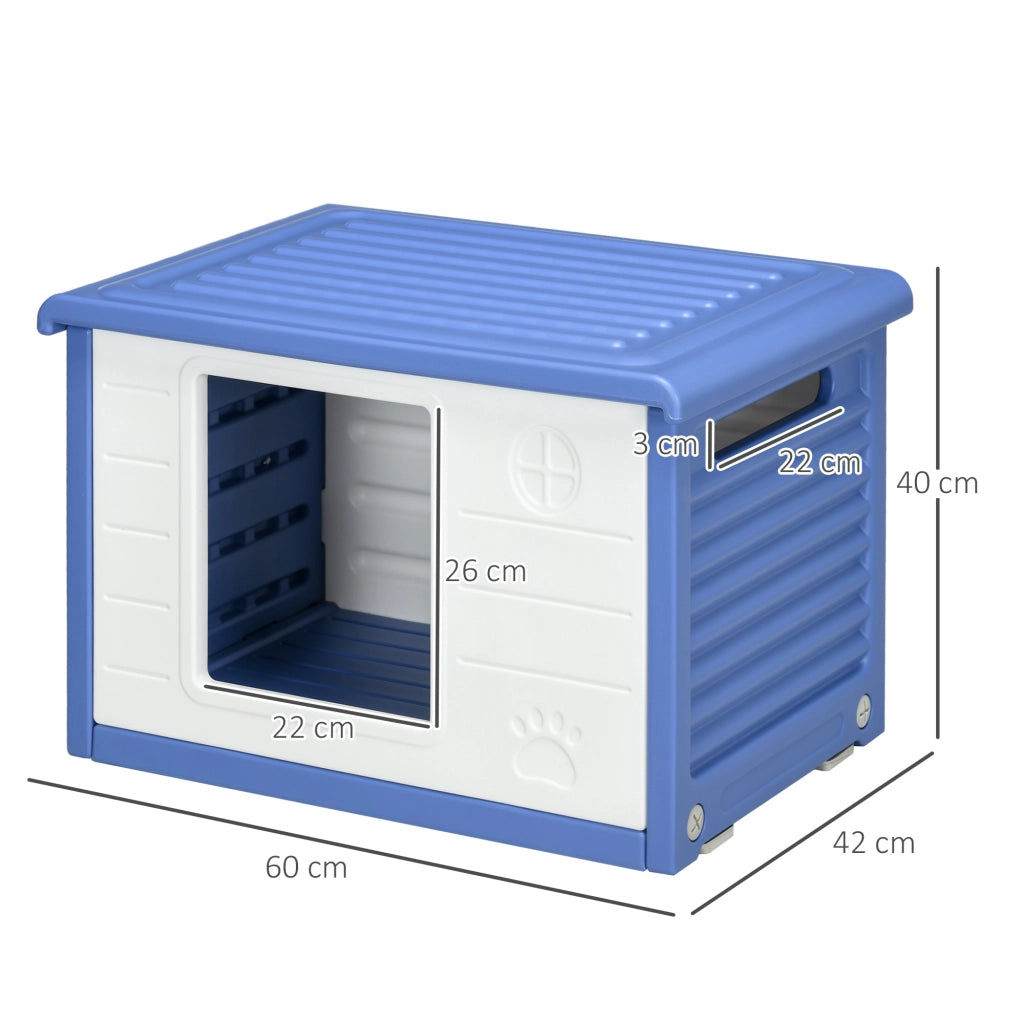 Casetta per cani esterna in plastica ¨C zephmum ¨C blu e bianco