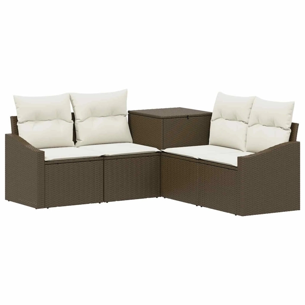 Set di divani 5 pz Marrone e Bianco Crema 3447814