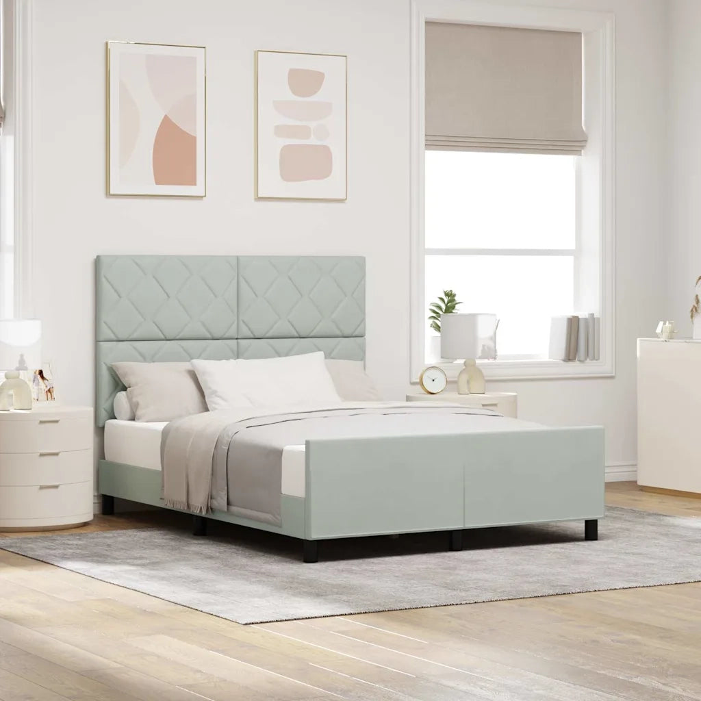 Letto a molle con testiera Grigio chiaro 140 x 200 cm Velluto