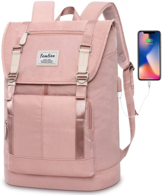 Rugzak per donne per studentesse con protezione per laptop 17 pollici, borsa da scuola stile universitario con tasca anti-furto