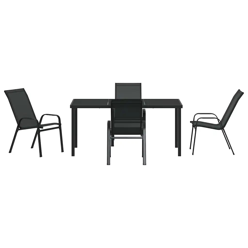 Set da Pranzo per Giardino 5 pcs Nero