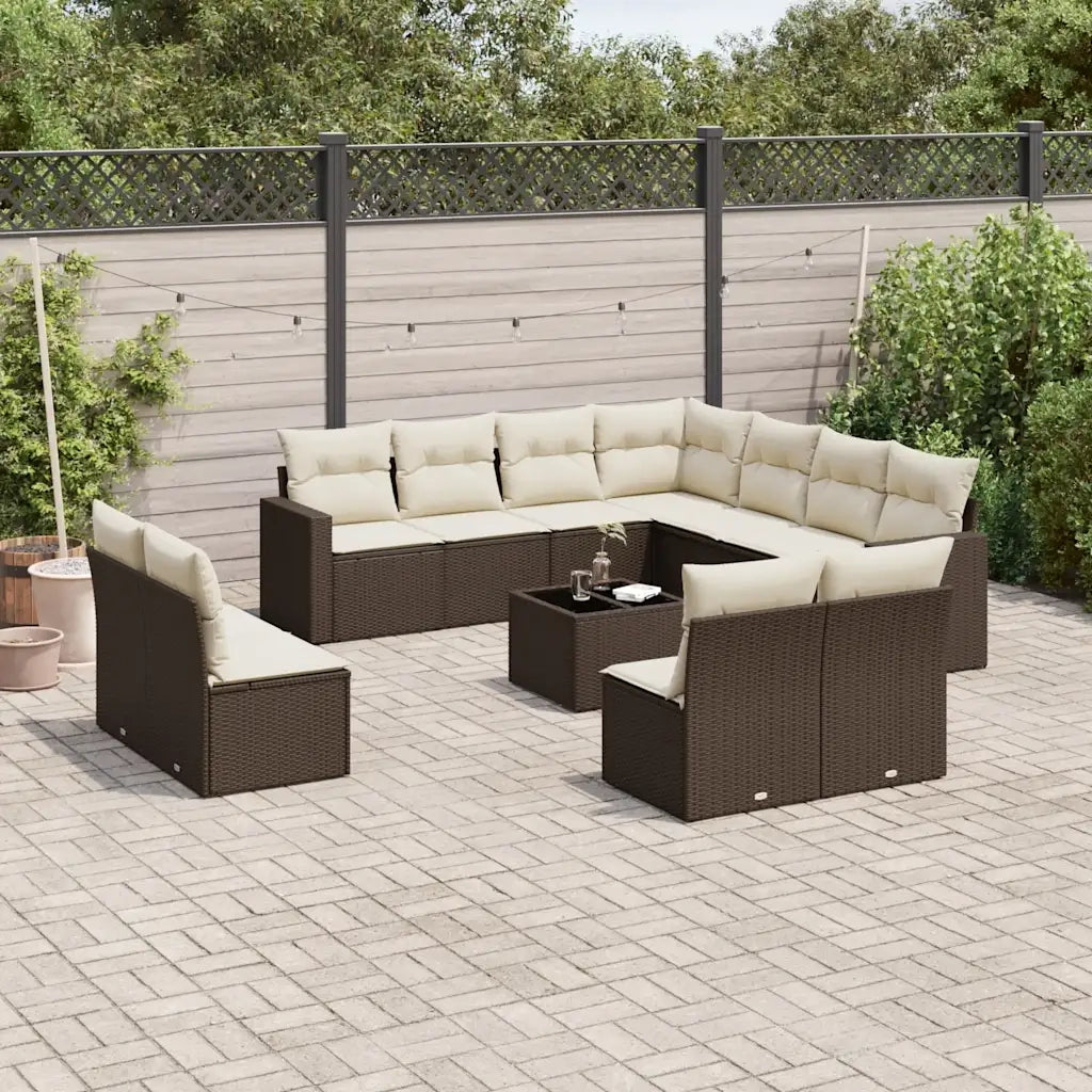 Set Divani da Giardino 12 pz con Cuscini Marrone in Polyrattan 3251480