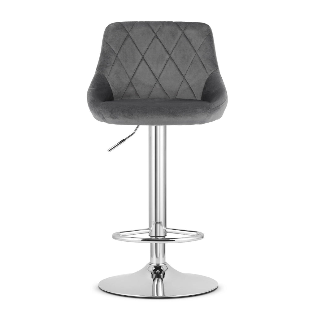 Set di 2 sgabelli bar Kast in velluto grigio e acciaio cromato