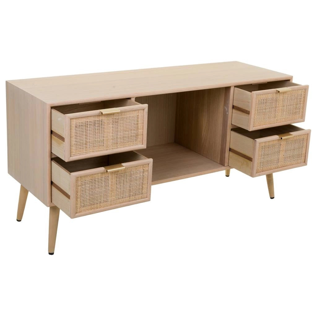 Mobile basso in MDF e rete, marrone, 120x42x60 cm