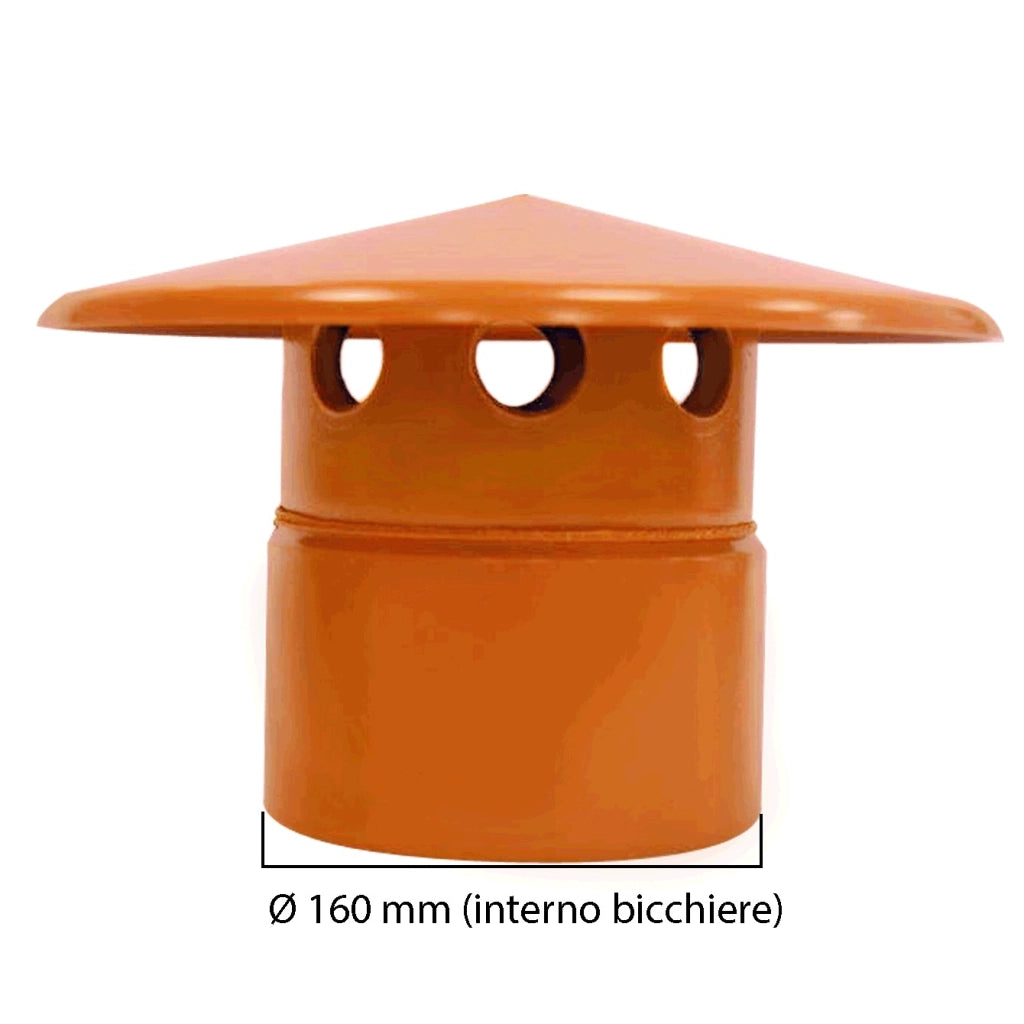 Testa esalatore  in pvc : Colore - "Tegola" - RAL 8023, Diametro - 160