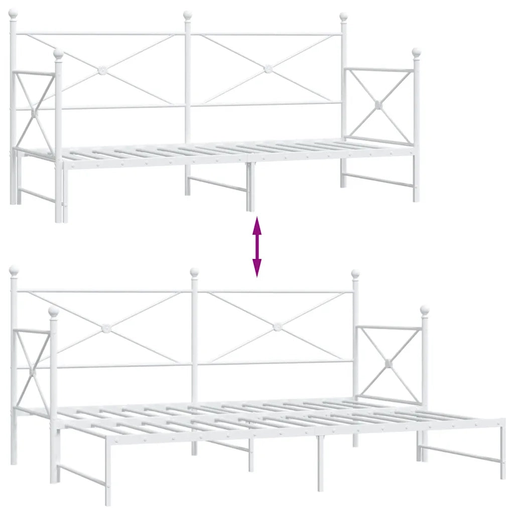 Divano letto | Sof¨¤ letto | Letto singolo Estraibile senza Materasso Bianco 75x190cm Acciaio