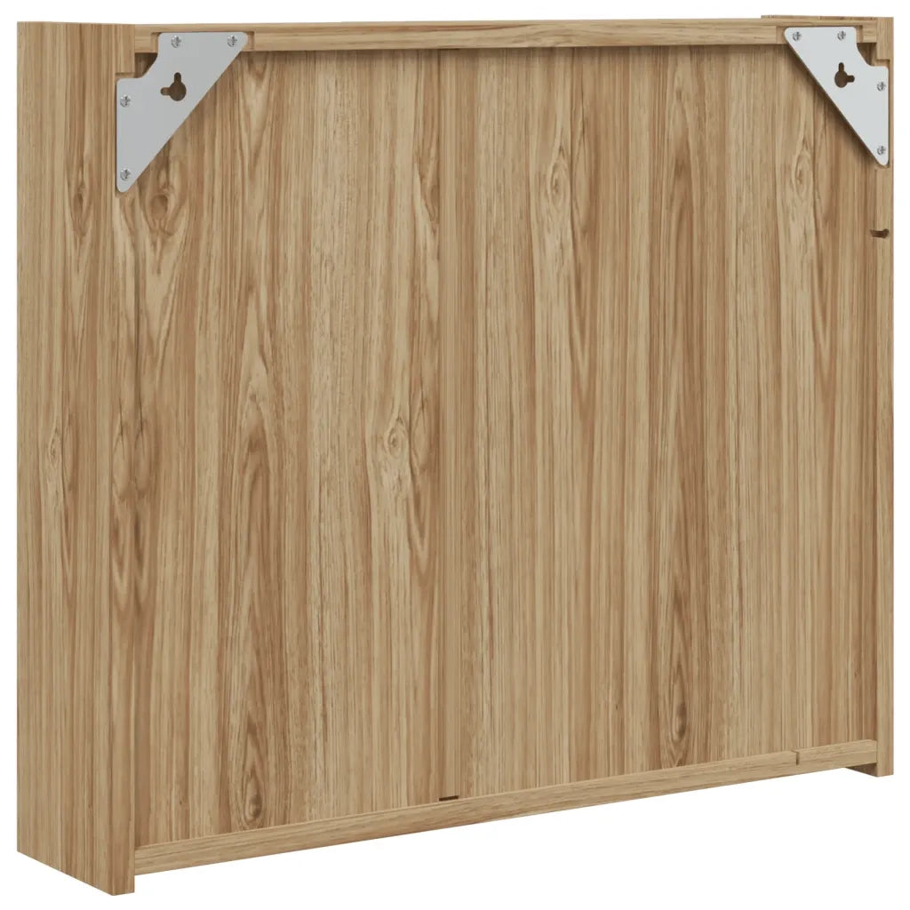 Armadietto Bagno con Specchio e LED Rovere 60x13x52 cm 357972