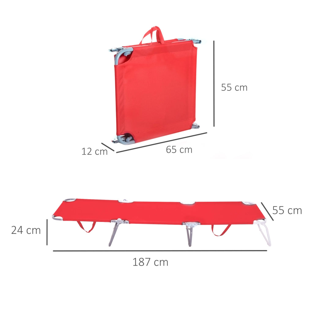 Lettino Prendisole Pieghevole con Schienale Reclinabile su 5 Livelli, 187x55x24cm, Rosso