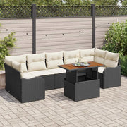 Set Divano da Giardino 8 pcs Nero e Crema polyrattan 3349424