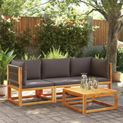 Set di divani da giardino 3 pezzi con cuscini in legno di acacia e corda