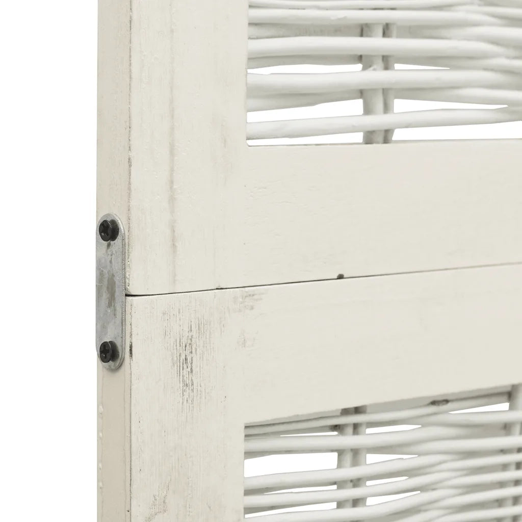 Divisorio Ambienti 4 Pannelli-Set di 4 pannelli Paravento Bianco Legno Massello di Paulownia 460999