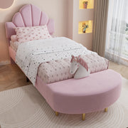 Upholstered Bed;90x200 cm;with velvet headboard;including bench;pink