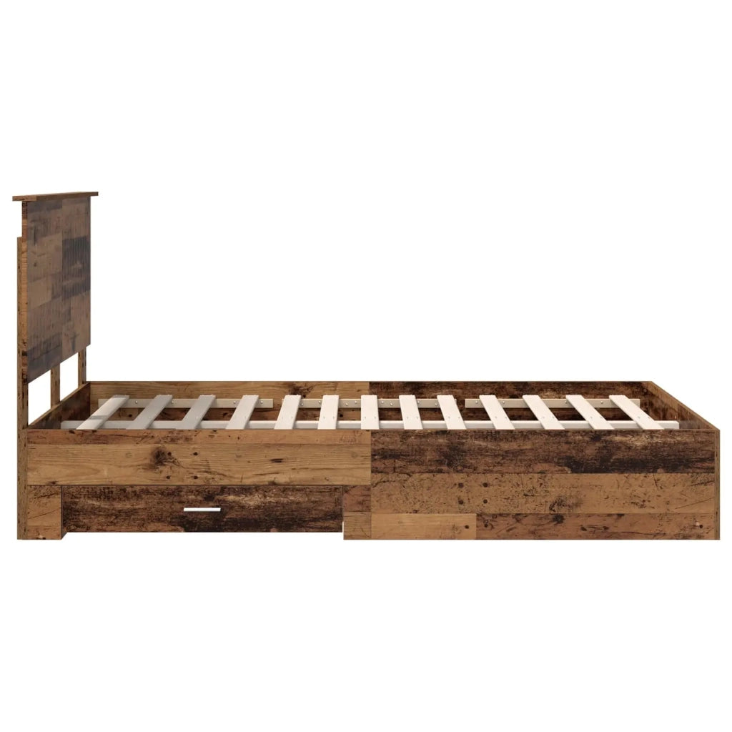 Letto matrimoniale | Letto per adulti | Struttura del letto con testiera Legno vecchio 120 x 190 cm