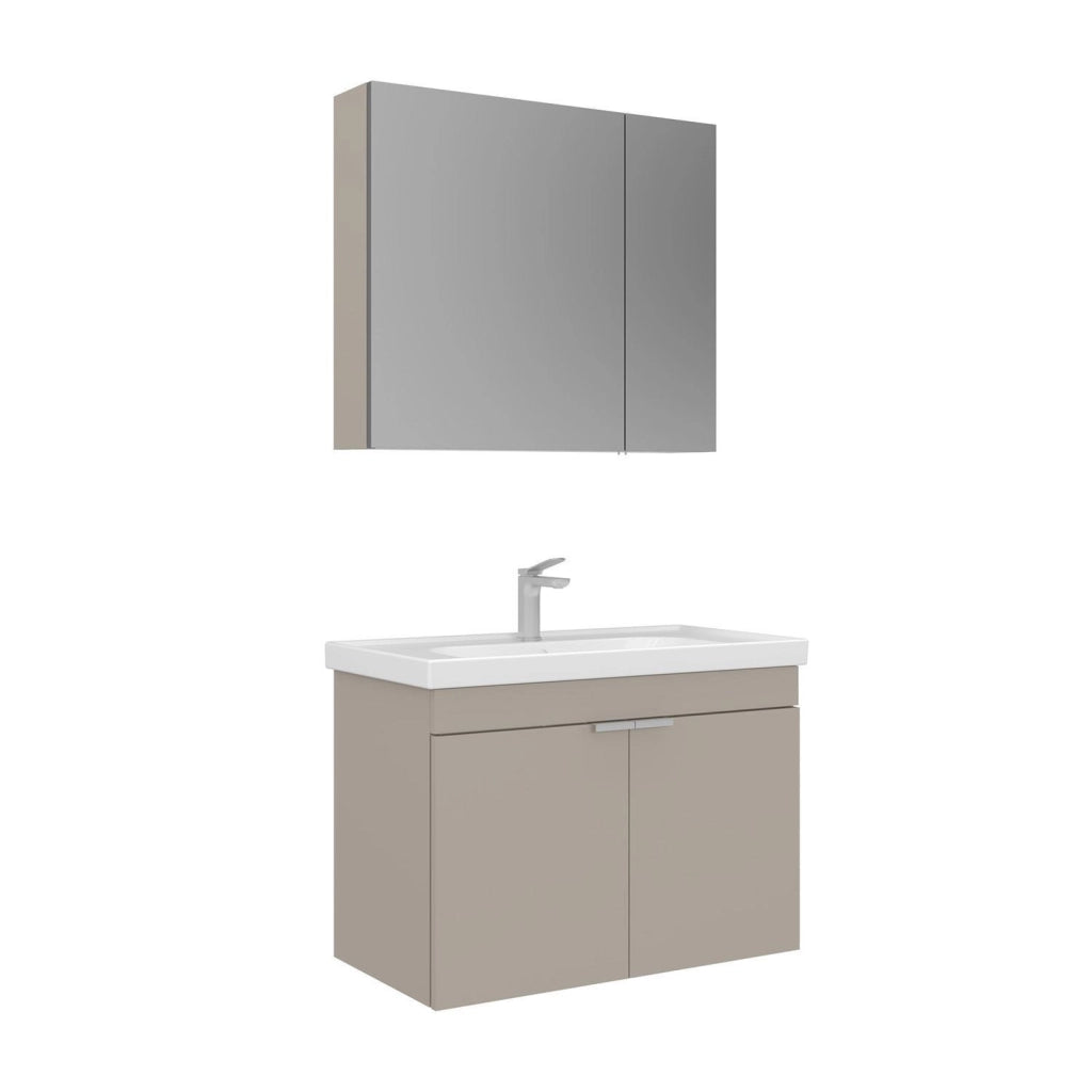 Set mobile lavabo con specchio (2 pezzi) "Desna 80" - 80 x 45 x 58 cm - Sabbia