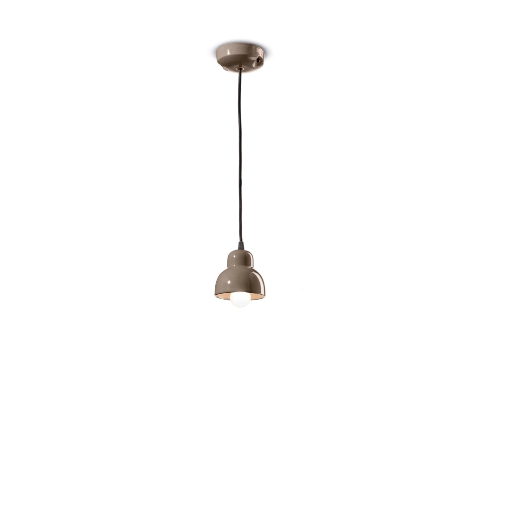 Lampadario Vintage Decò Berimbau Ceramica Marrone Moka 1 Luce E14