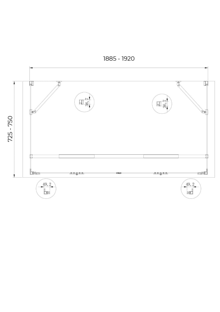 Box doccia a 3 lati con ingresso libero apertura centrale totale a libro pieghevole e due pareti laterali 72,5-75 Fisse + Porta 188,5-192
