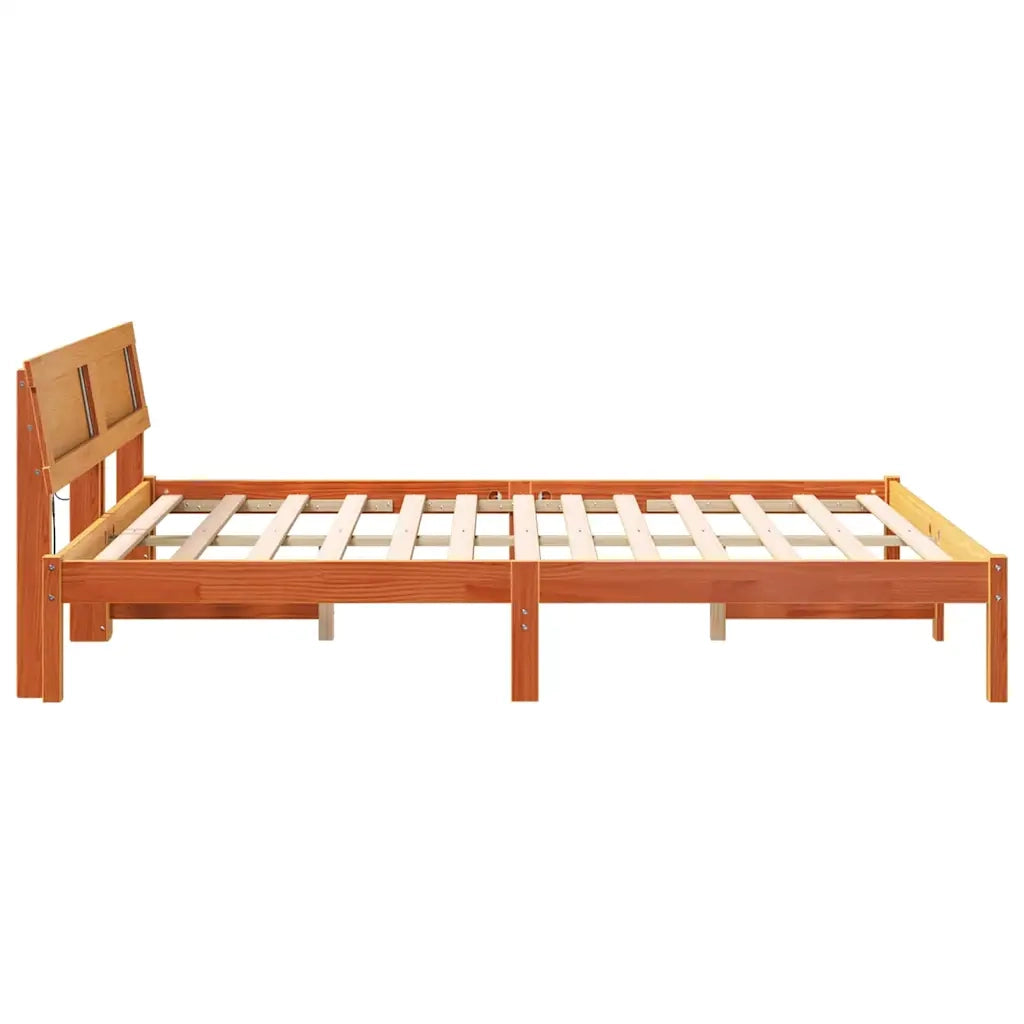 Letto matrimoniale | Letto per adulti | Struttura del letto Marrone cerato 160 x 200 cm Pino massello