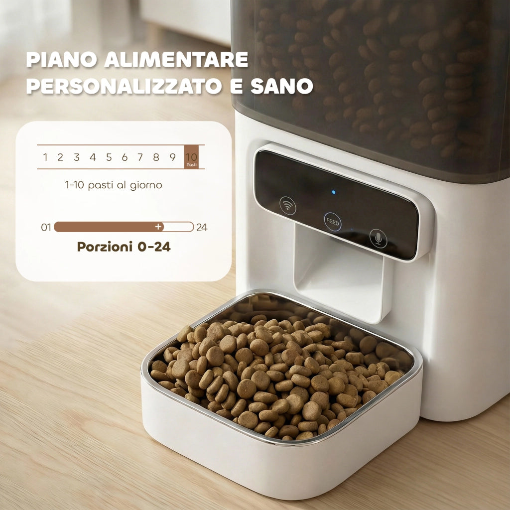 Distributore Automatico Cibo Gatti 4.5L ¨C Xylo ¨C con APP e Registratore Vocale