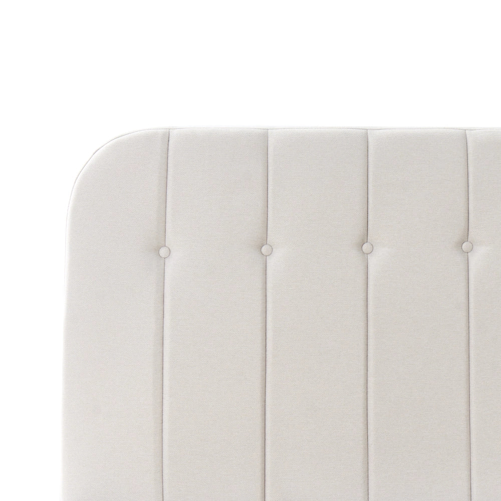 Letto Matrimoniale con Contenitore in tessuto bianco sporco 160 x 200 cm con testiera a doghe