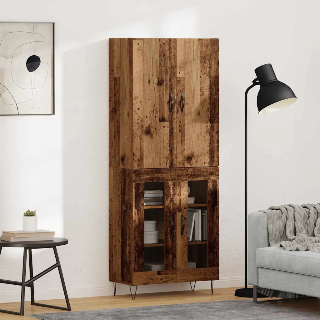 Credenza 2 pcs Legno vecchio Legno ingegnerizzato e vetro 3403165